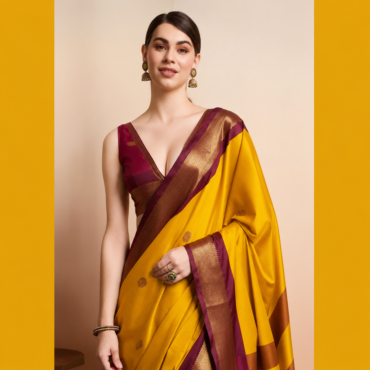 Hathi ₹520 Saree - Mustard Yellow