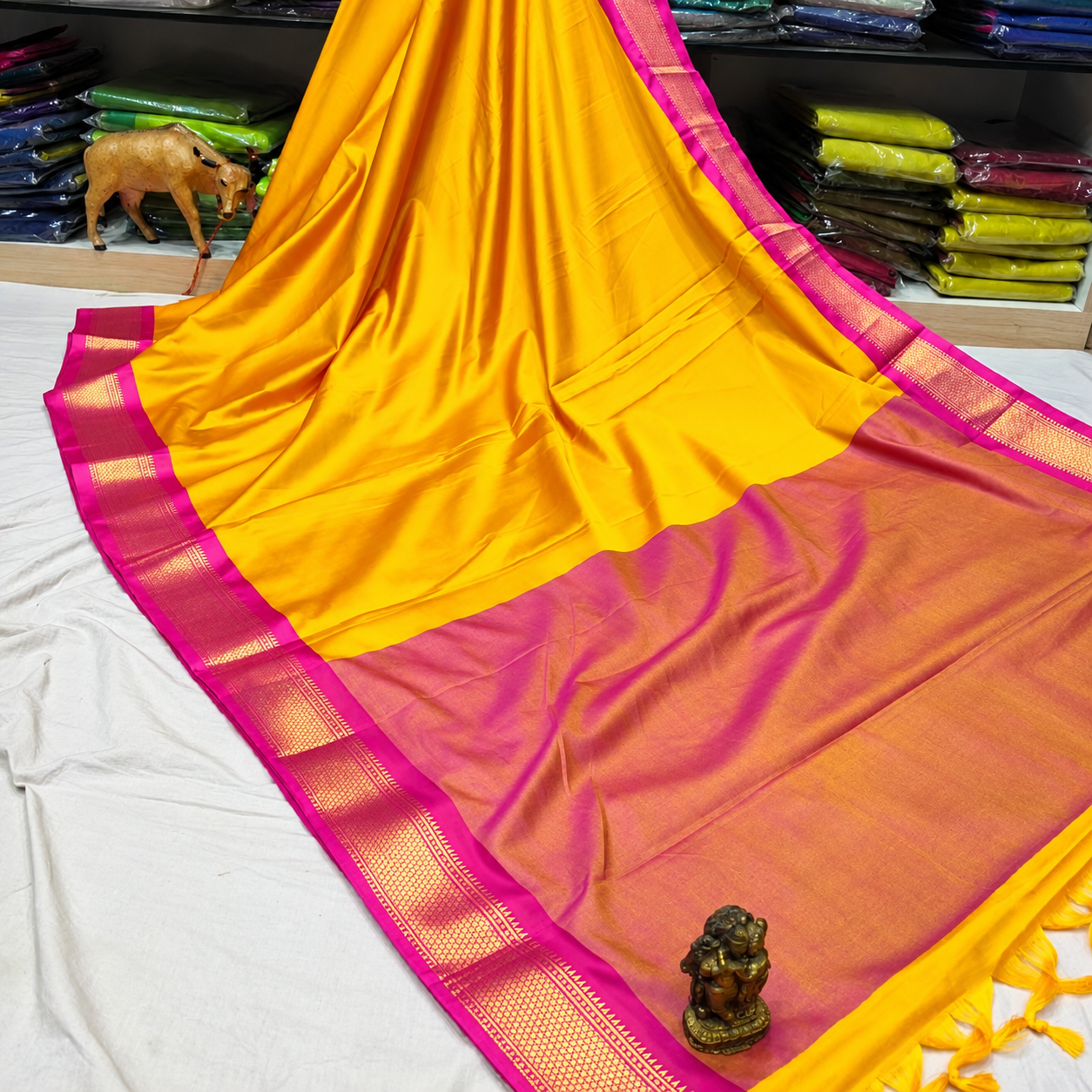 Hathi ₹520 Saree - Golden Yellow
