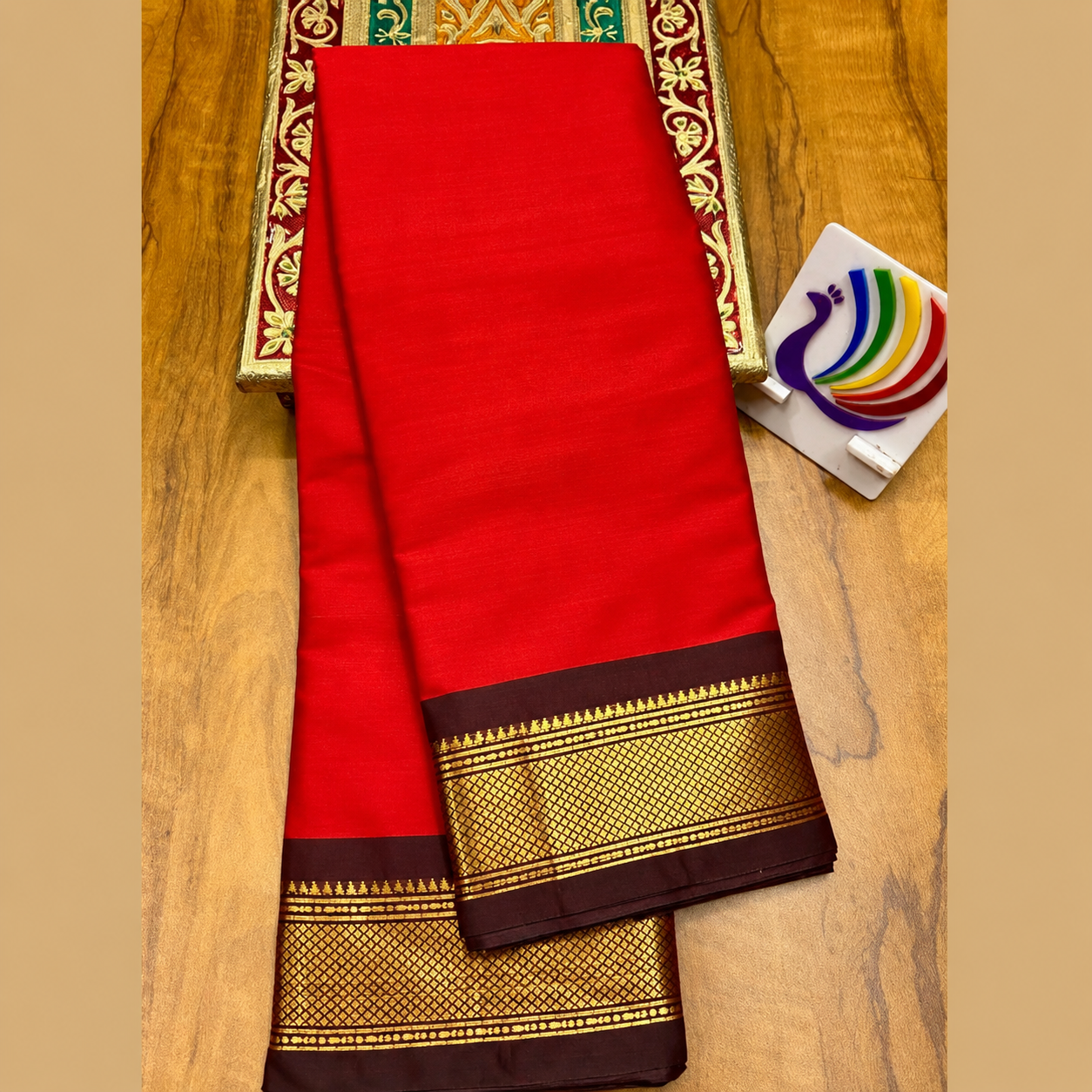 Hathi ₹520 Saree - Classic Red