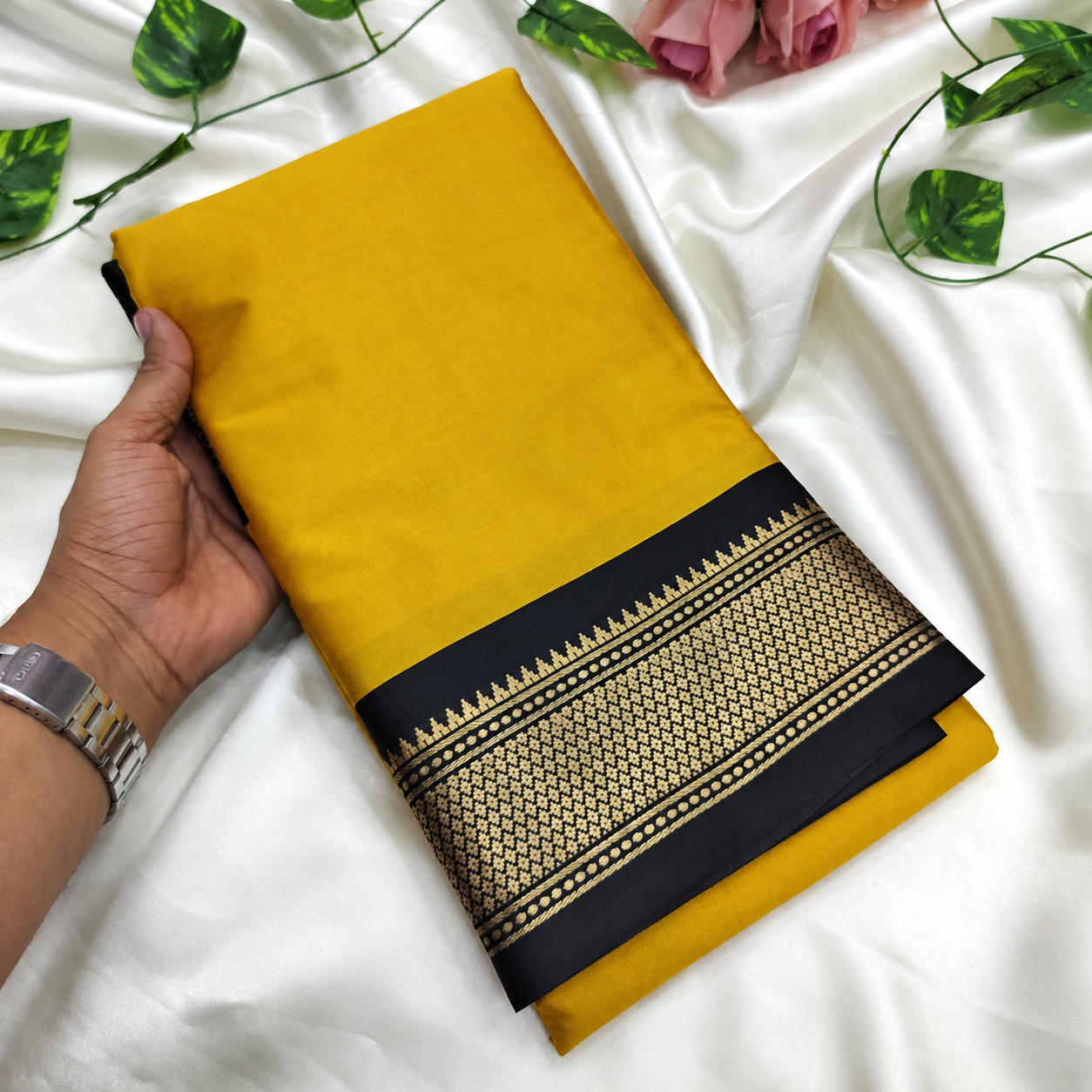 Hathi ₹520 Saree - Golden Yellow and Black